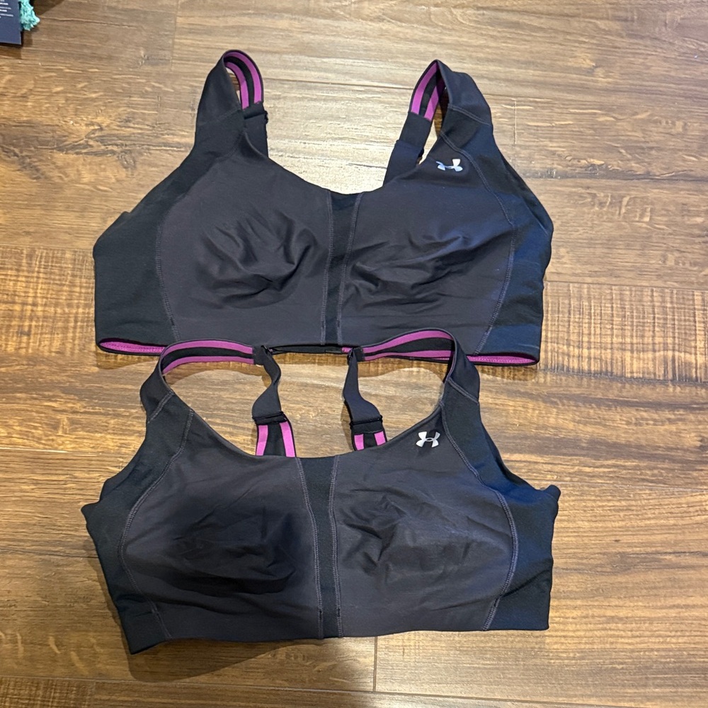 Under Armour Black and Purple Sports Bra Set